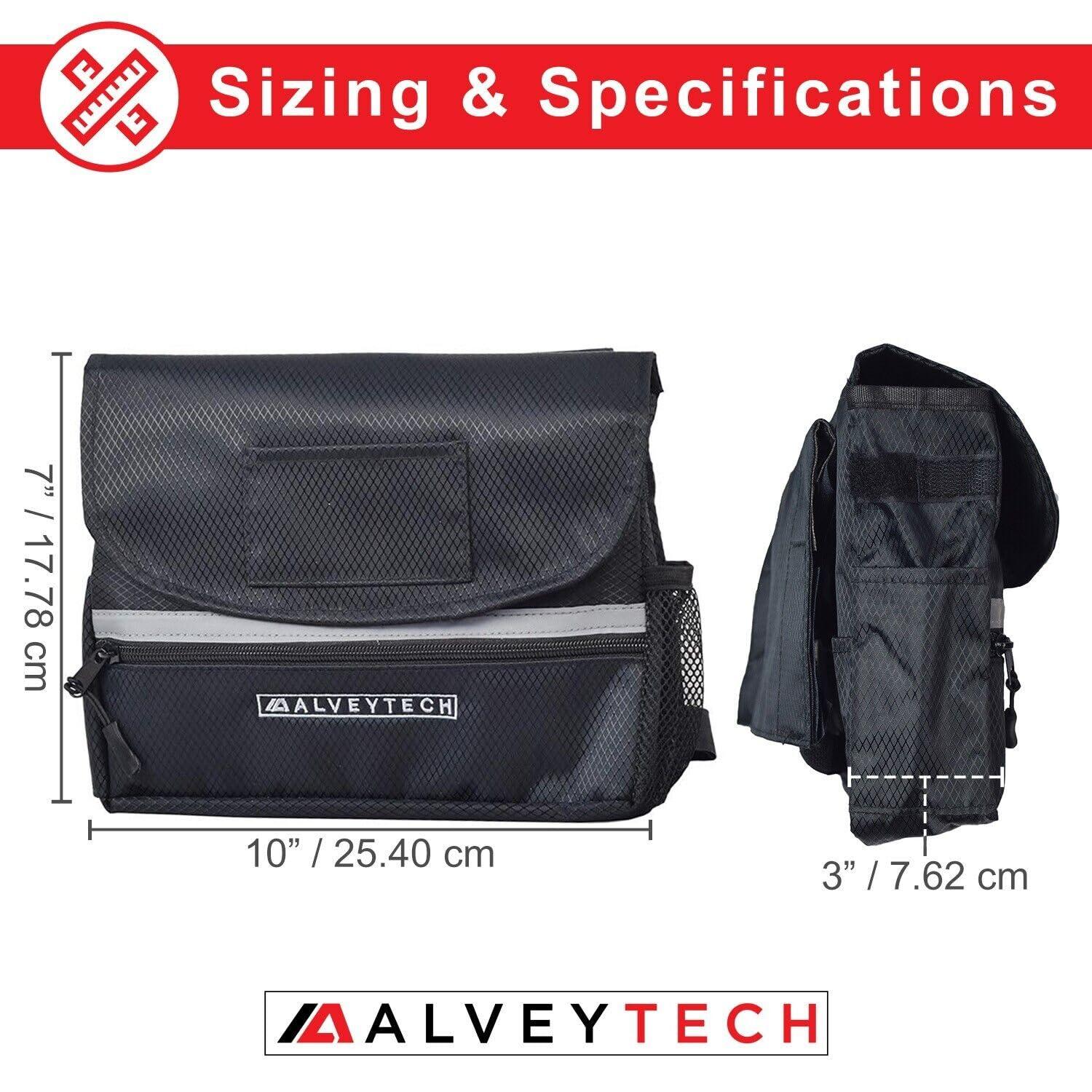 AlveyTech AlveyTech Saddle Bag for Mobility Scooter, Wheelchair, & Power Chair (Small, Black) - Armrest Accessories Holder for Wheelchairs and Electric Scooters, Side Pouch Storage Organizer, Bags for Adults