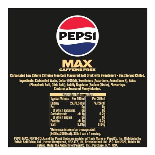 Pepsi Pepsi Max 24pk x 330ml No Caffeine (Pack of 2)