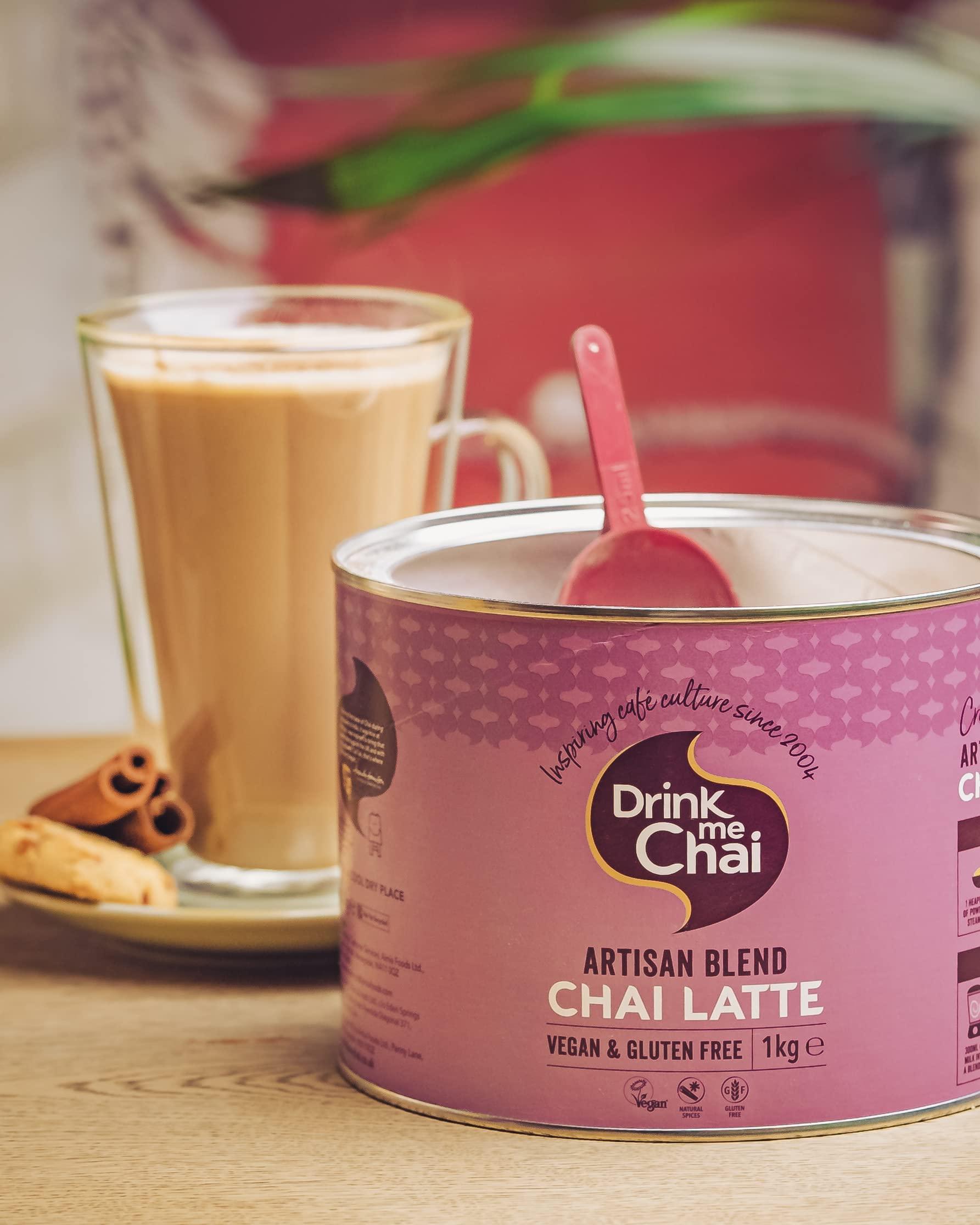 Drink Me Chai Drink me Chai Artisan Blend Chai Latte 1kg (Pack of 1), Just Add Milk, Vegan & Gluten Free Chai Latte Powder (50 Servings Total)