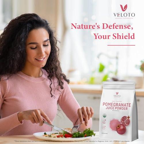 VELOTO Organic Pomegranate Juice Powder, Pure Pomegranate Powder Fruit Freeze Dried Powder, Natural Vitamin C Vegan Sweetener Superfoods for Smoothies, Yogurt & Shake, Gluten Free, Non GMO, 1 lb