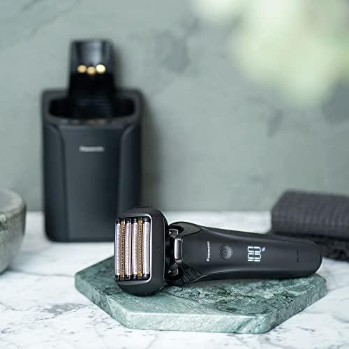 Panasonic Panasonic Series 900+ Premium Wet/Dry Razor ES-LS9A, 6-Way Shaving Head with Linear Motor, Includes Cleaning and Charging Station, Black, Matte Black