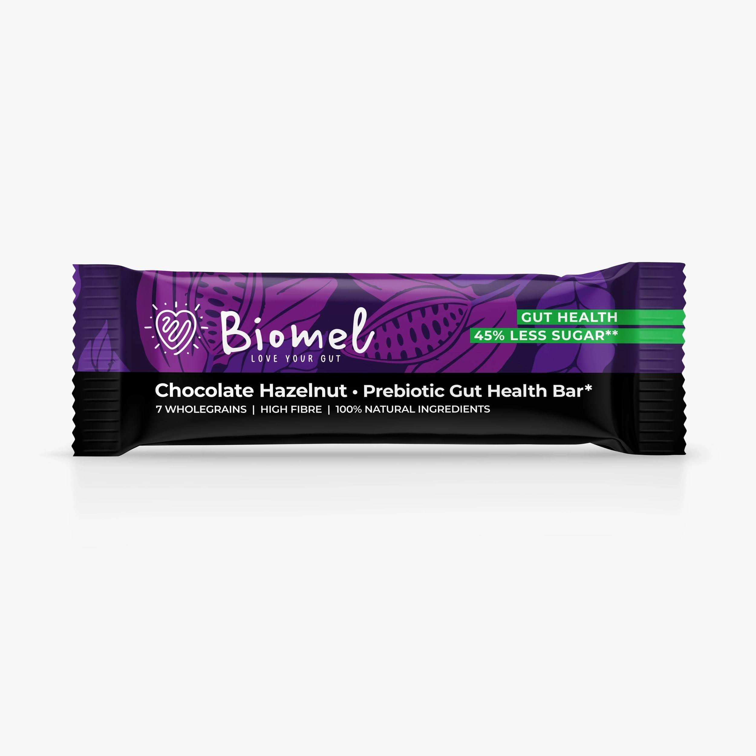 Biomel Biomel Prebiotic Cereal Bars | Gut Health | High Fibre | 45% Less Sugar | 12 Bars (Chocolate Hazelnut)