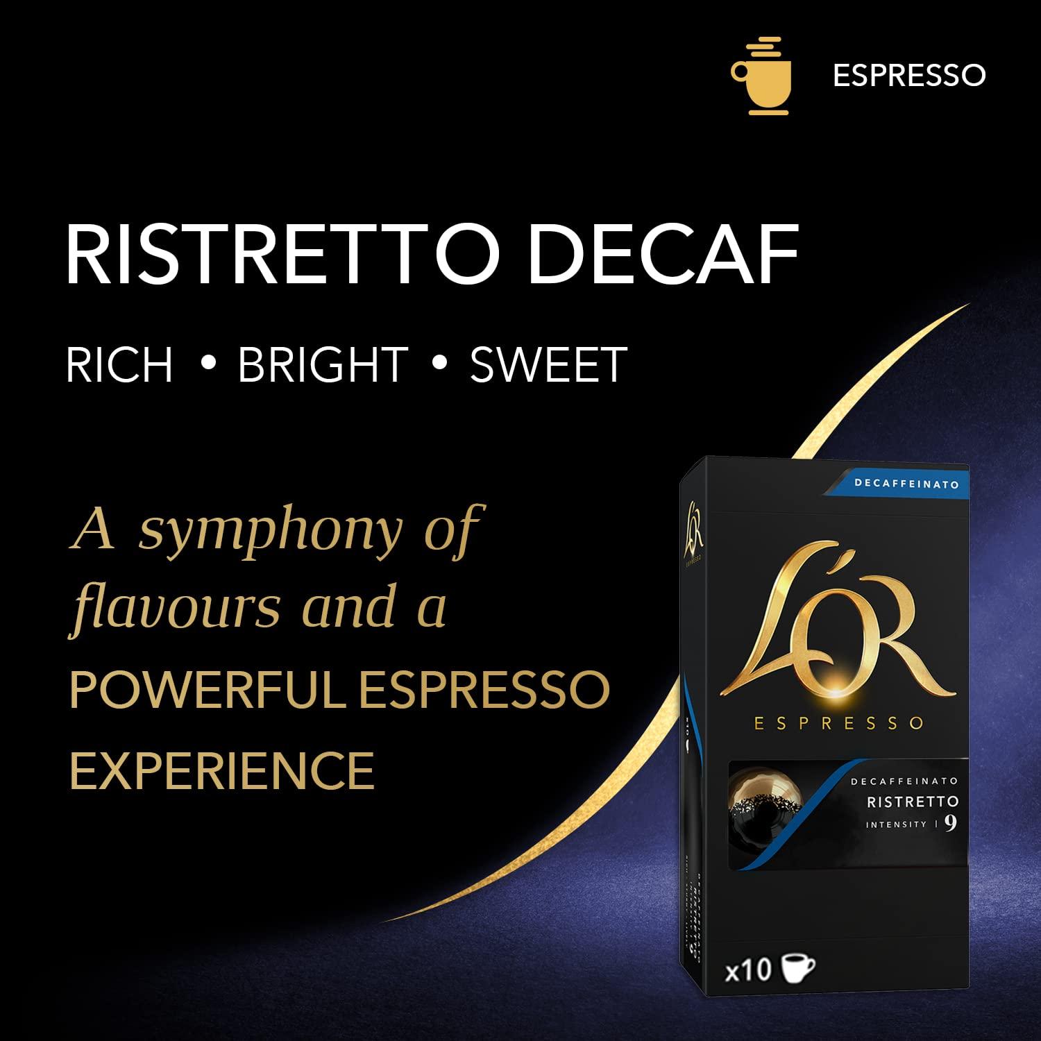 L\'OR L\'OR Espresso Ristretto Decaf Coffee Pods, 20 Packs, Total 200 Coffee Capsules