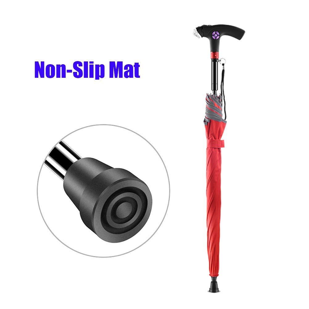 DBOATB Walking Cane with LED Light and Emergency Alarm Device Walking Stick Umbrella