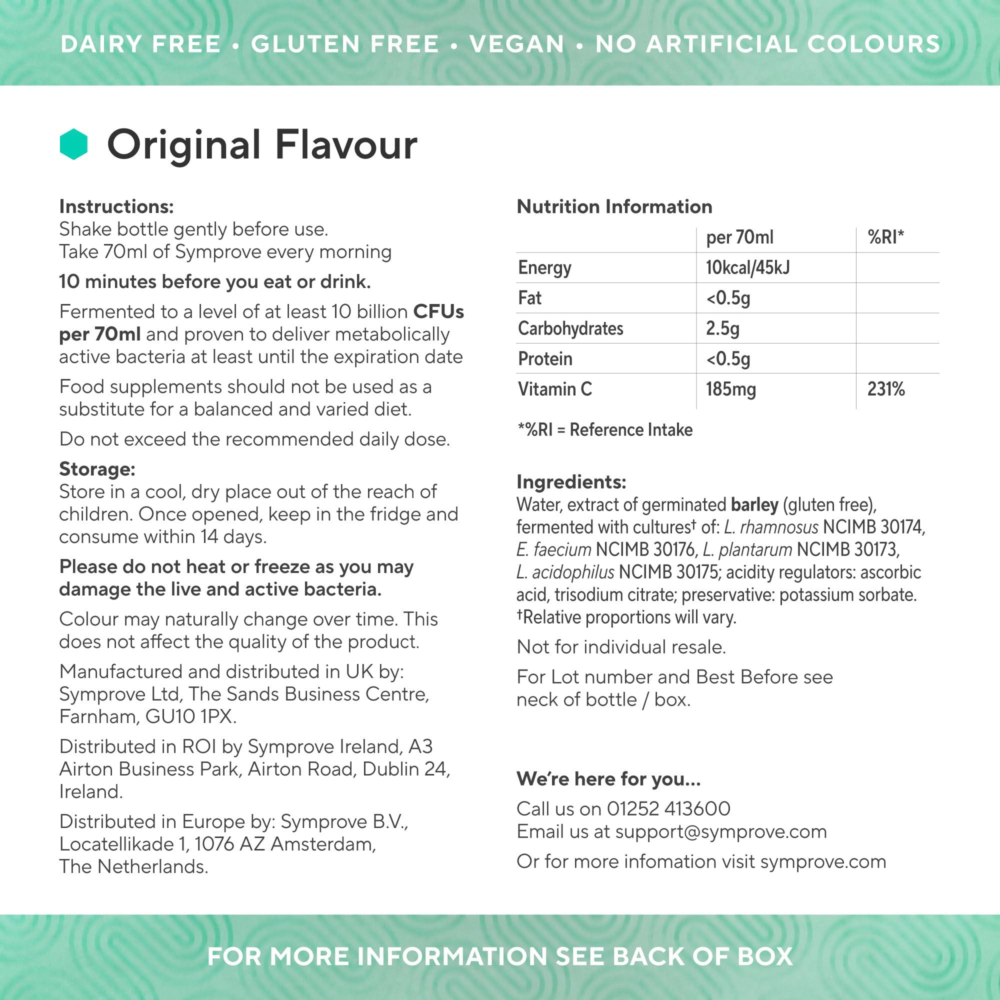 Symprove Symprove Original 12-Week Pack | Daily Essential Gut Health Supplement | Probiotic Drink with Live Bacteria, Vegan | 12x500ml