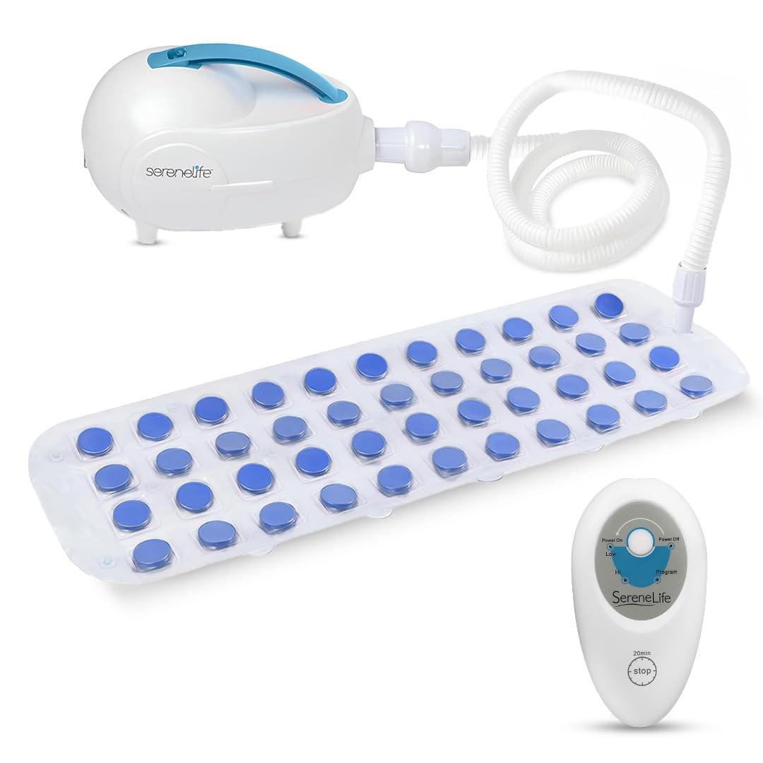 SereneLife Portable Spa Bubble Bath Massager - Thermal Spa Waterproof Non-Slip Mat with Suction Cup Bottom, Motorized Air Pump & Adjustable Bubble Settings - Remote Control Included - Serenelife AZPHSPAMT22