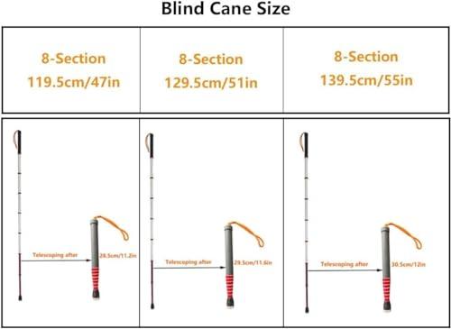 SEIBES Folding Blind Cane, 8 Sections Titanium Alloy Blind Cane Telescopic Outdoor Walking Stick with Reflective Walk Cane for the Blind and Vision Impaired(139.5cm/55in)