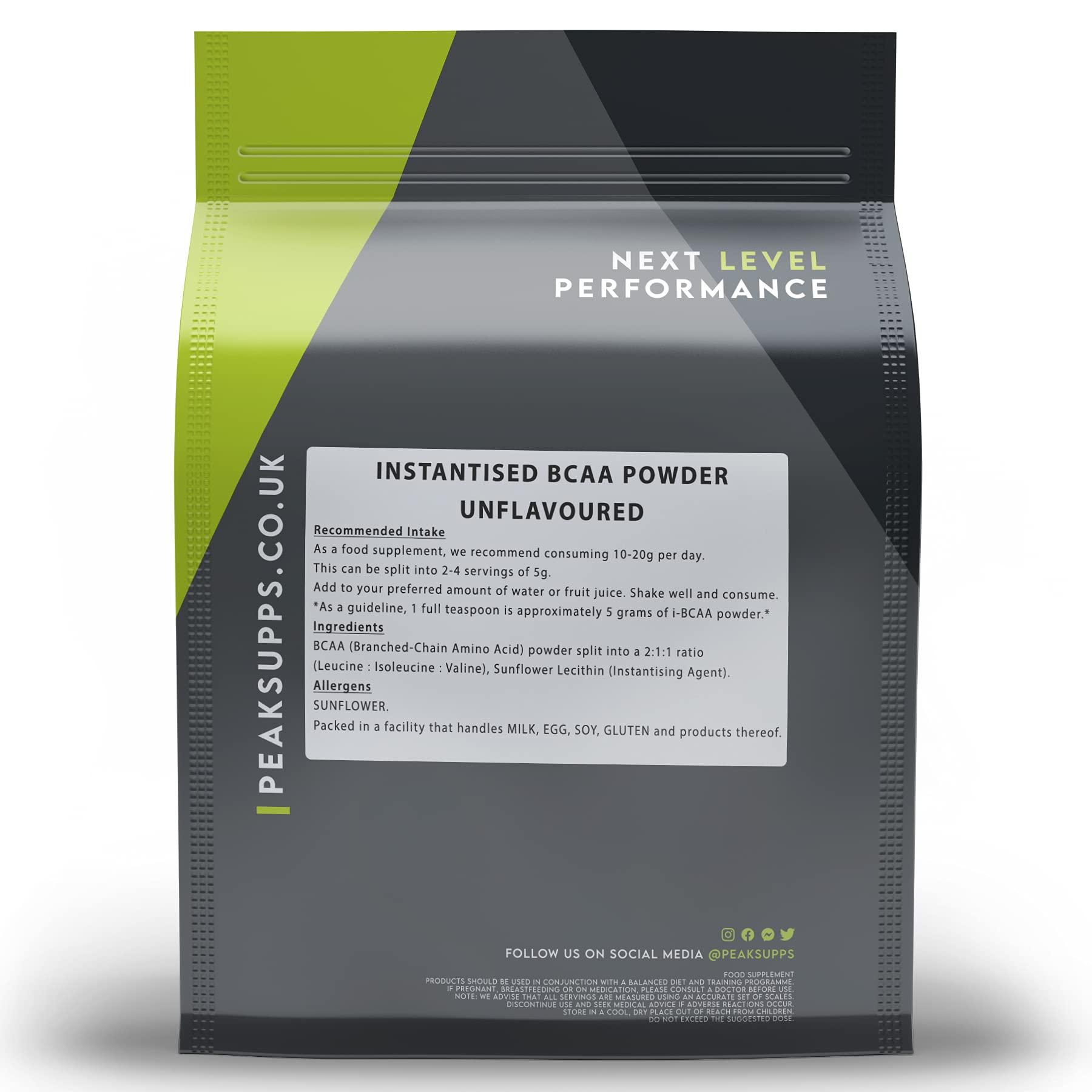 Peak Supps Instant BCAAs 500g (BCAA) - 2 1 1 Ratio - Vegan