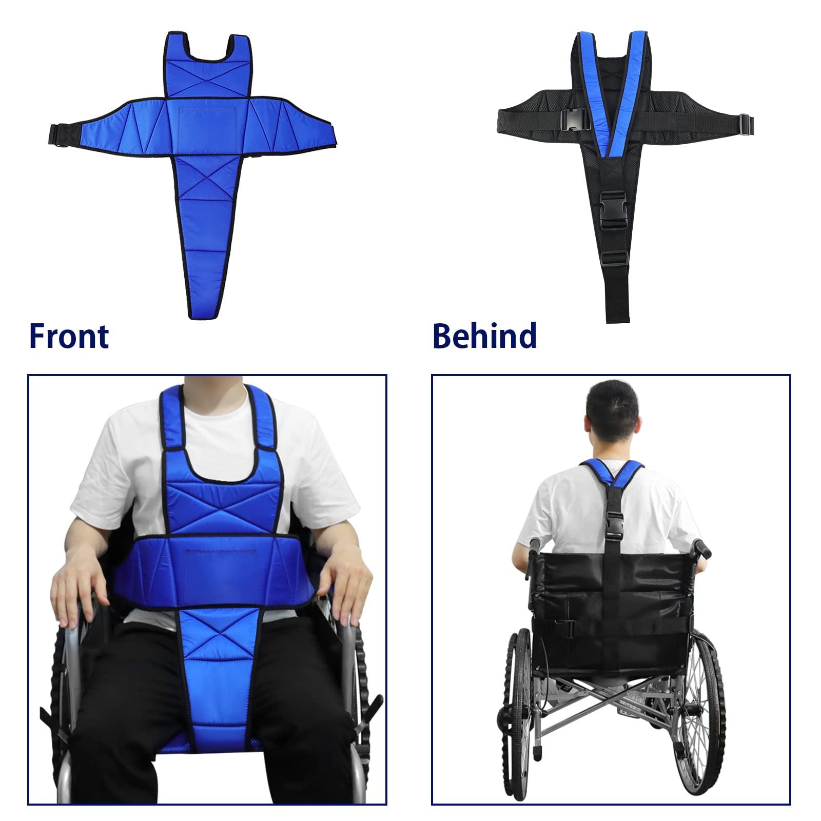 LOSCHEN LOSCHEN Wheelchair Harness Belt Non-Slip Breathable Whole Body Waist Strap Seat Belt for Elderly People and PatientsBlue
