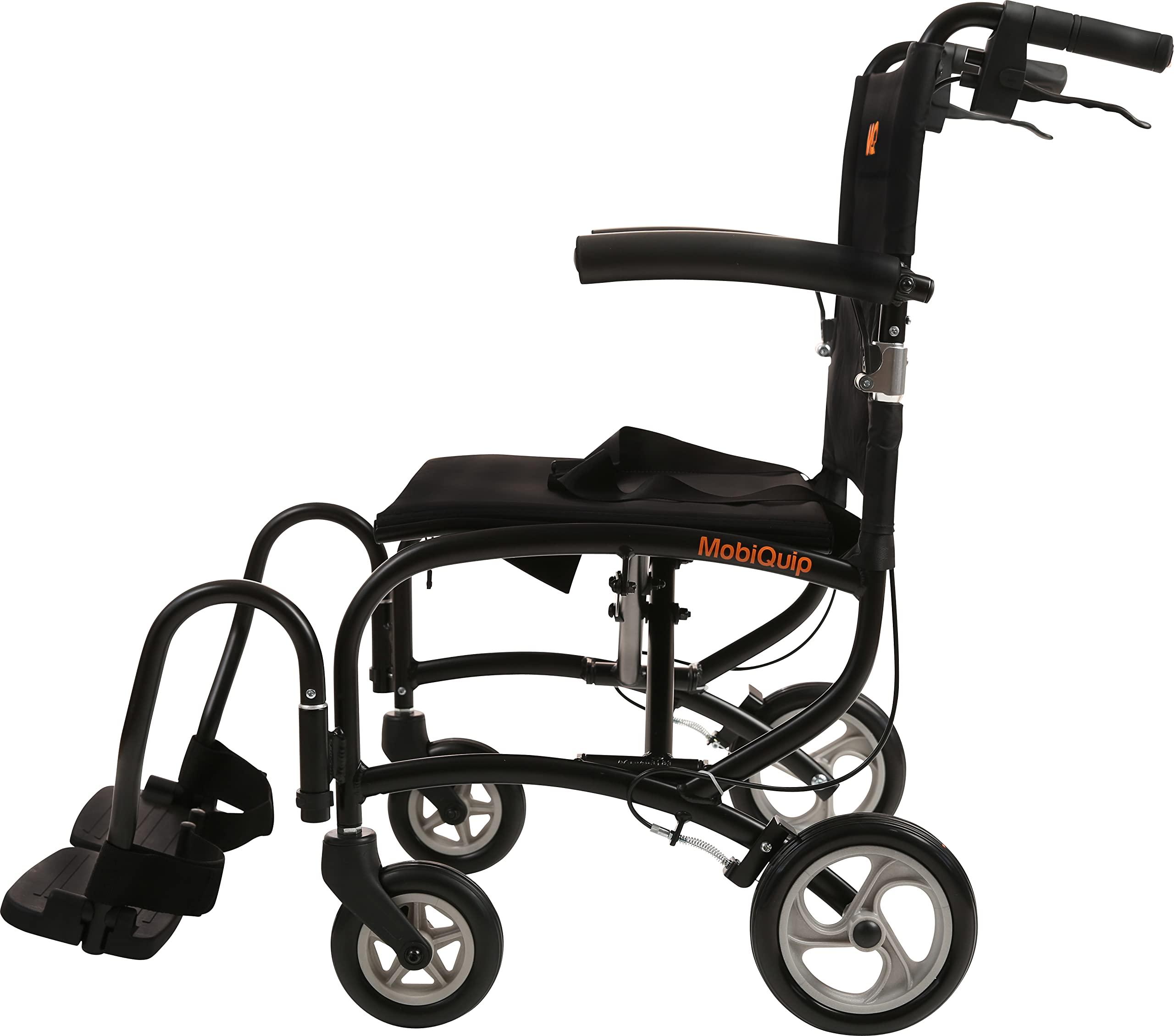 MobiQuip MobiQuip 8kg Travel Wheelchair, Ultra Lightweight, Compact, Folding Wheelchair, Attendant-Propelled, Light Aluminium Frame, Portable Transit Mobility Wheelchair with Carry Bag