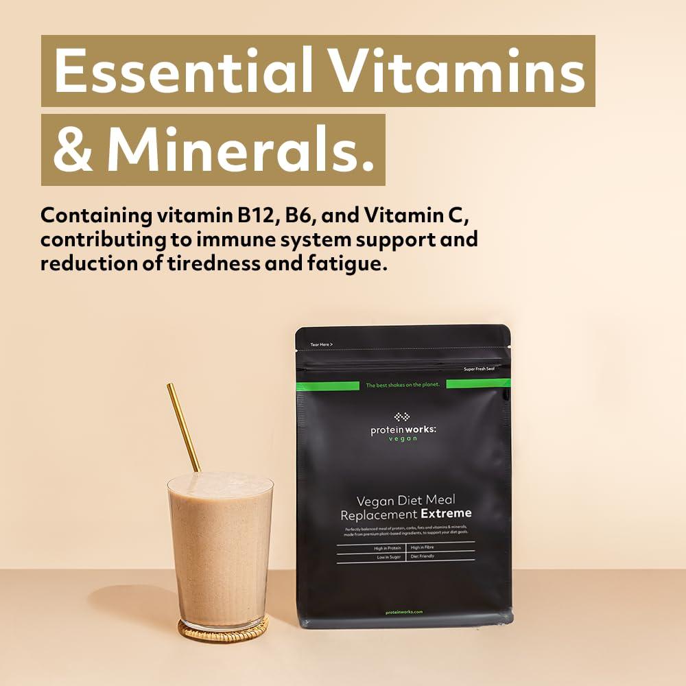 THE PROTEIN WORKS Protein Works - Vegan Diet Meal Replacement Extreme, 200 Calorie Meal, Up to 25g Protein, Plant Based, 16 Meals, Chocolate Bueno, 1kg