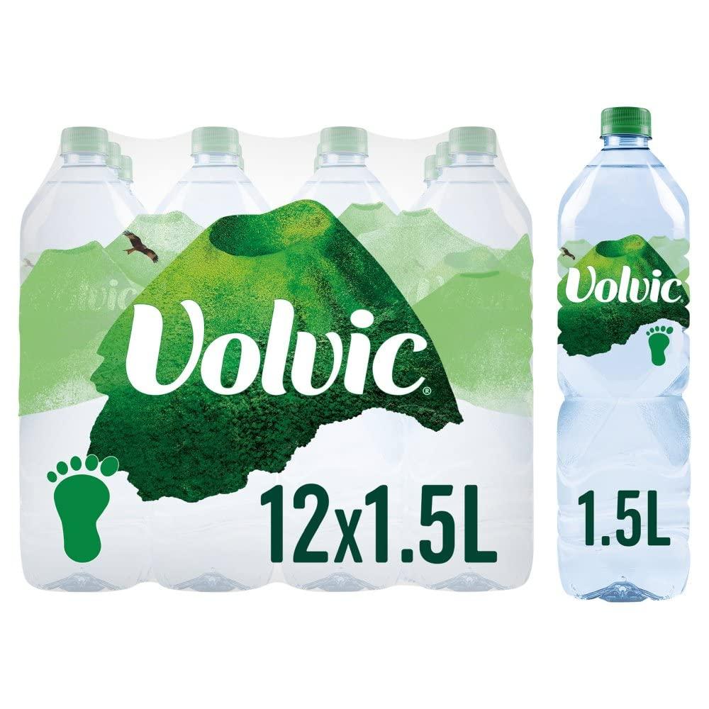 Boxed Treatz Volvic Natural Mineral Water 12x1.5L Mineral Water Still Water Natural Water 12 Bottles Still Mineral Water Boxed Treatz