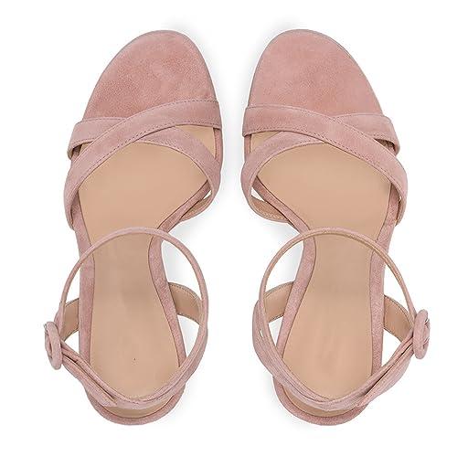 WOkismD WOkismD Womens Open Toe Platform Heeled Sandals Chunky Heel Ankle Strap High Heel Pumps slingback Wedding Party Comfy Block Heels Dress Shoes,Pink,46
