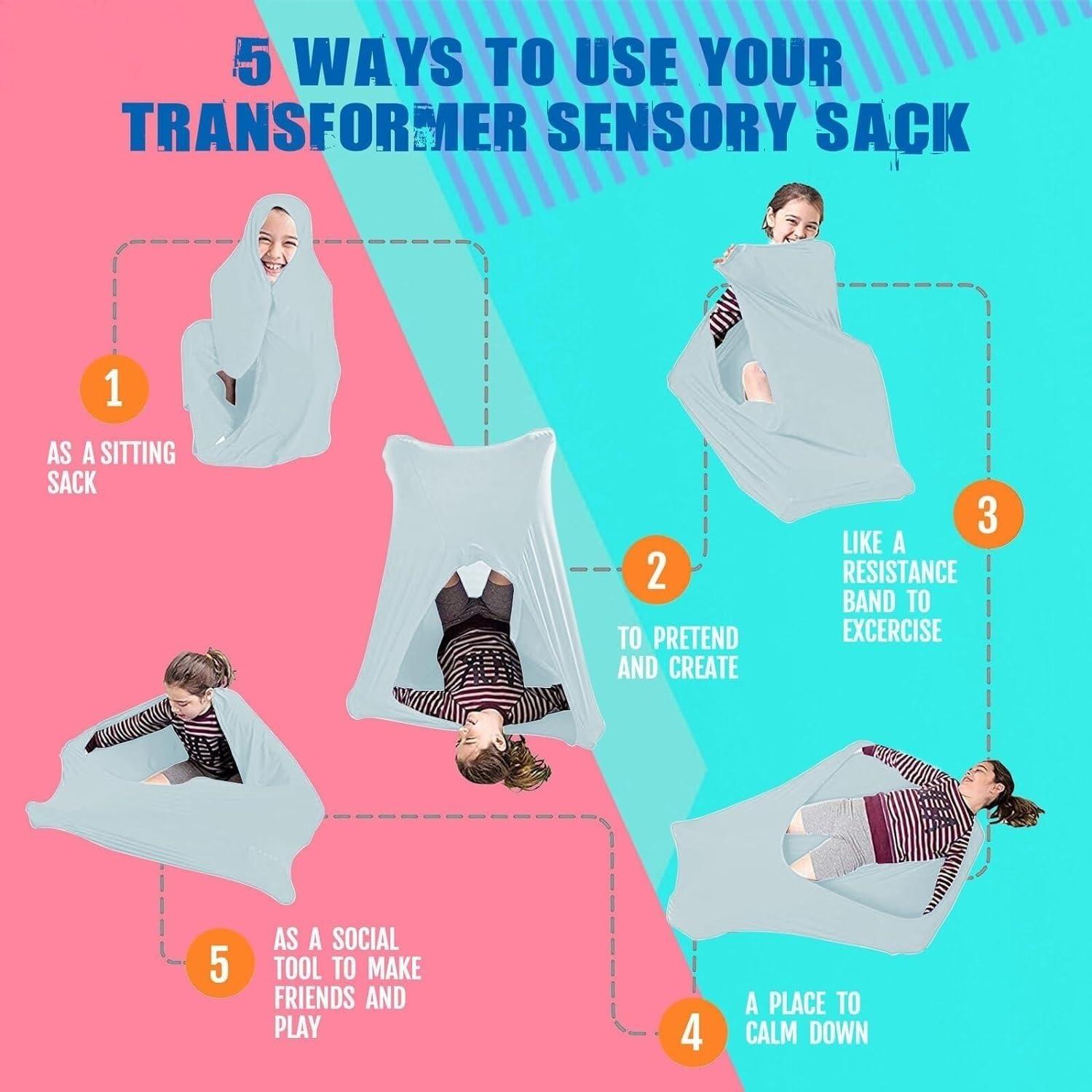 DTREEL DTREEL Sensory Body Sock For Autism For Kids, Adults, Boys & Girls Full Body Wrap For Hyposensitivity, Compression, Anxiety, ADHD, ASD, Special Needs(Blue,S)