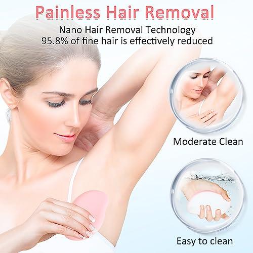 TFHAllOSTYLE Crystal Hair Eraser, Magic Crystal Hair Remover Stone, Nano Crystal Painless Hair Removal Device for Women & Men, Soft Smooth Silky Skin (Black & Pink)