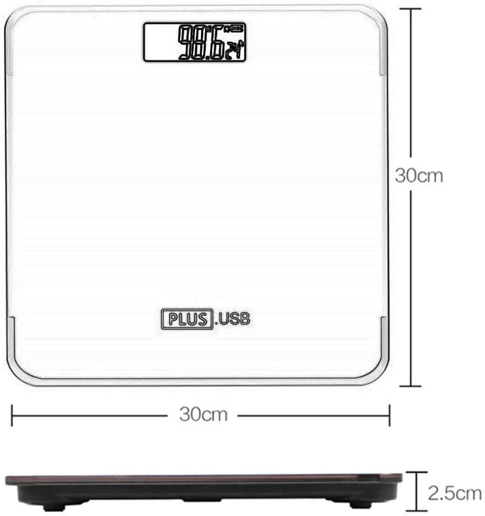 JWCN Weight Watchers Bathroom Scales Digital Body Weight Scale Electronic Body Fat Scales Ultra Slim Extra Wide High Precision with USB Charging Cable Red-Black Uptodate