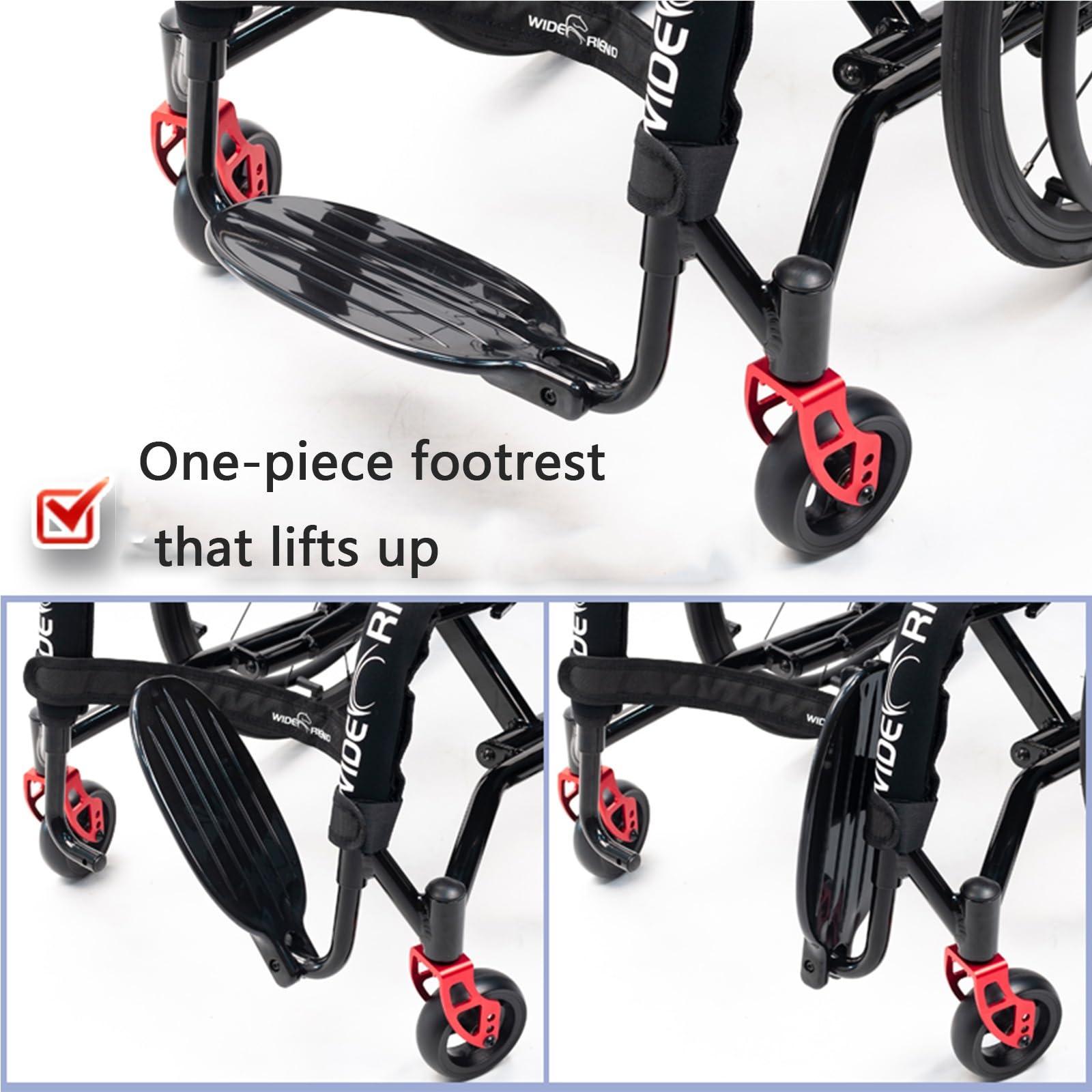 Atduglanix Folding All-Terrain Ultra Lightweight Sports Wheelchair Adjustable Footrest and Seat Height, Handbrakes Quick Release Rear Wheels & Anti-Tip Wheels(Purple,Seat Width 40cm/15.74in)