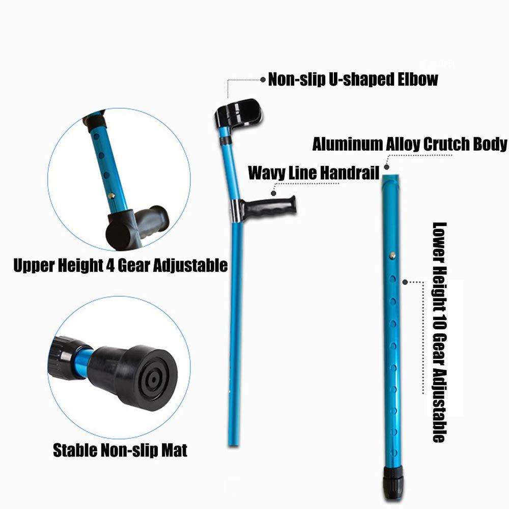 FreshCart Basics Forearm Crutches, Walking Cane with Non-Slip Grip Handle and Rubber Tip Arm Cuff Crutch Hight Adjustable Collapsible Underarm Walking Stick for