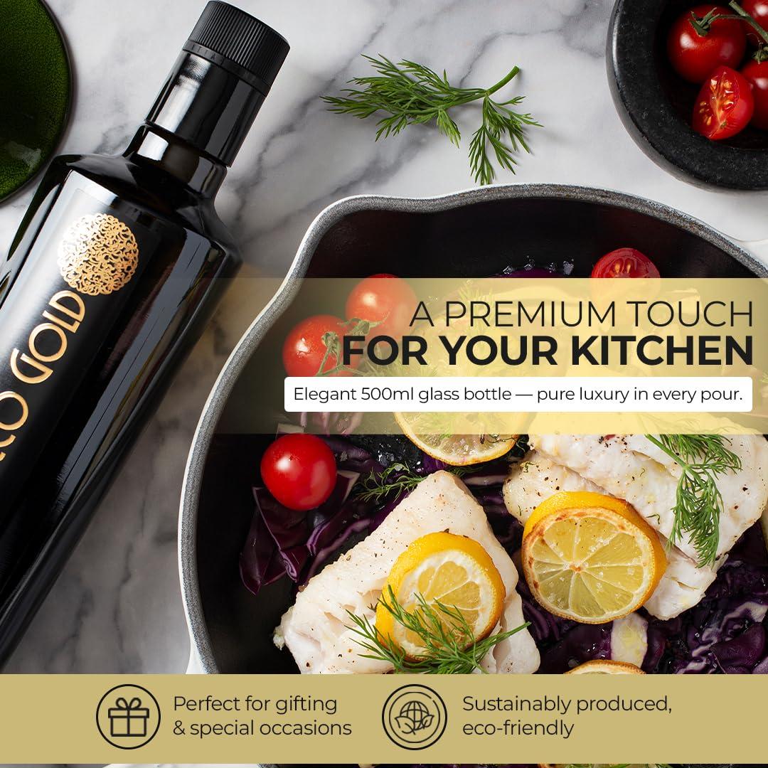 Morocco Gold Morocco Gold Single Estate Extra Virgin Olive Oil, Unfiltered, Unblended, High in Polyphenols, Early Harvest Luxury Moroccan Pure & Natural Olive Oil, 6 x 500ml (6 Bottles For The Price Of 5)