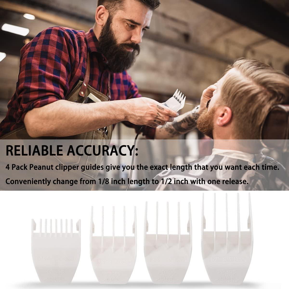 colorski colorski Professional Peanut Clipper Guards 4 Sizes (1/8 to 1/2), Fits Wahl Peanut, White, 4PCS