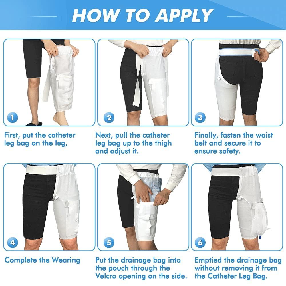 Mistuki Catheter Leg Bag Holder Covers Foley Cath Secure Tube Stabilization Device Nephrostomy Urine Bag Clothing Drainage Underwear Pants Washable and Durable Urostomy Supplies (L)