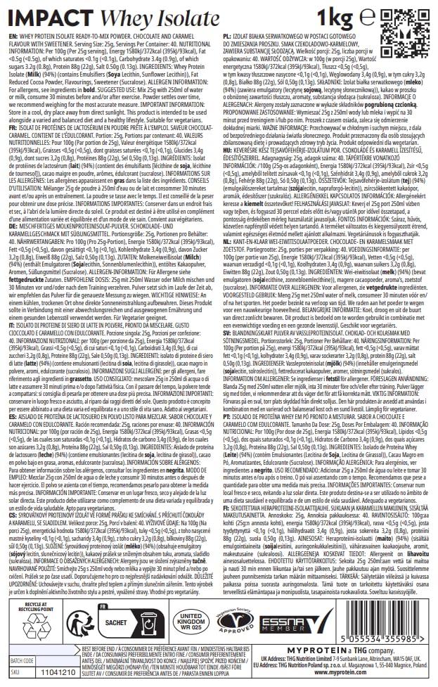 Myprotein MyProtein Impact Whey Isolate - Chocolate Caramel - 500g - 20 Servings