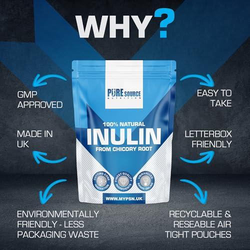 Pure Source Nutrition Inulin Powder High Grade Prebiotic Soluble Fibre Powder - Vegan GMO Free Made in EU from Natural Chicory Root Fructo OligoSaccharide FOC by Pure Source Nutrition (250g)