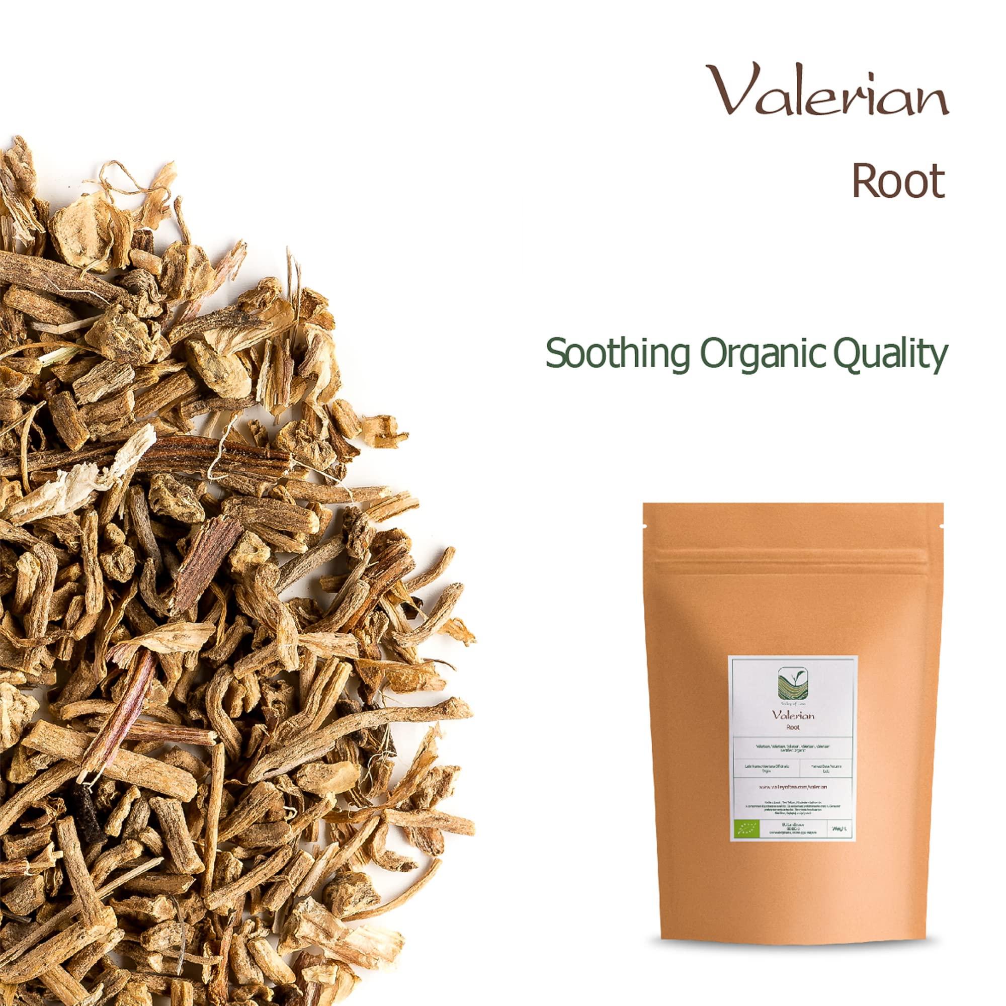 Valley of Tea Valerian Root Organic Herbal Tea - Calming and Relaxing - Good Night Rest - Valeriana Officinalis Roots 100g