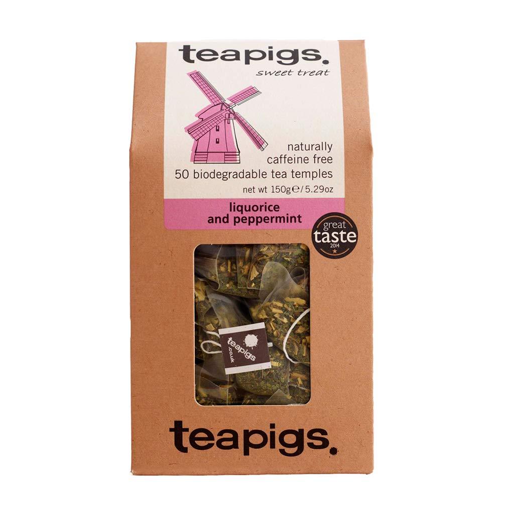 Tea Pigs Teapigs Liquorice and Peppermint Tea Made With Whole Flowers (1 Pack of 50 Tea Bags) & Peppermint Herbal Tea Bags Made With Whole Leaves (1 Pack of 50 Teabags)
