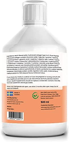 Ved Liquid Collagen Peptides Supplement, Faster Absorption Dietary Hydrolyzed Drink, Skin, Muscles, Hair, Nail Growth, for Women, Men, Unflavored 500 ml (Sugar Free)