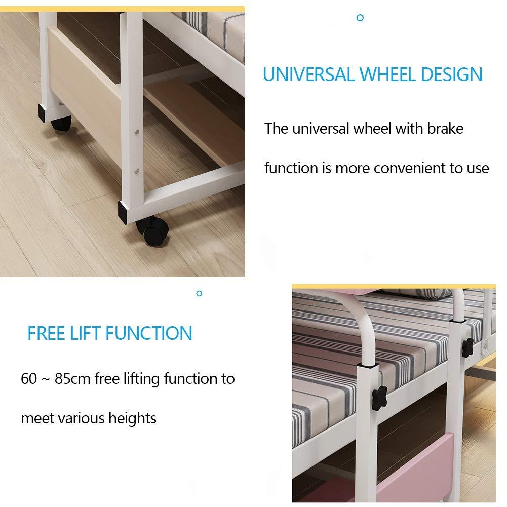 Generic Bedside Eating Tray Table Height Adjustable, Rolling Over The Bed Table with Lockable Wheels, Perfect for Reading, Elderly and Bedridden, Medical Table