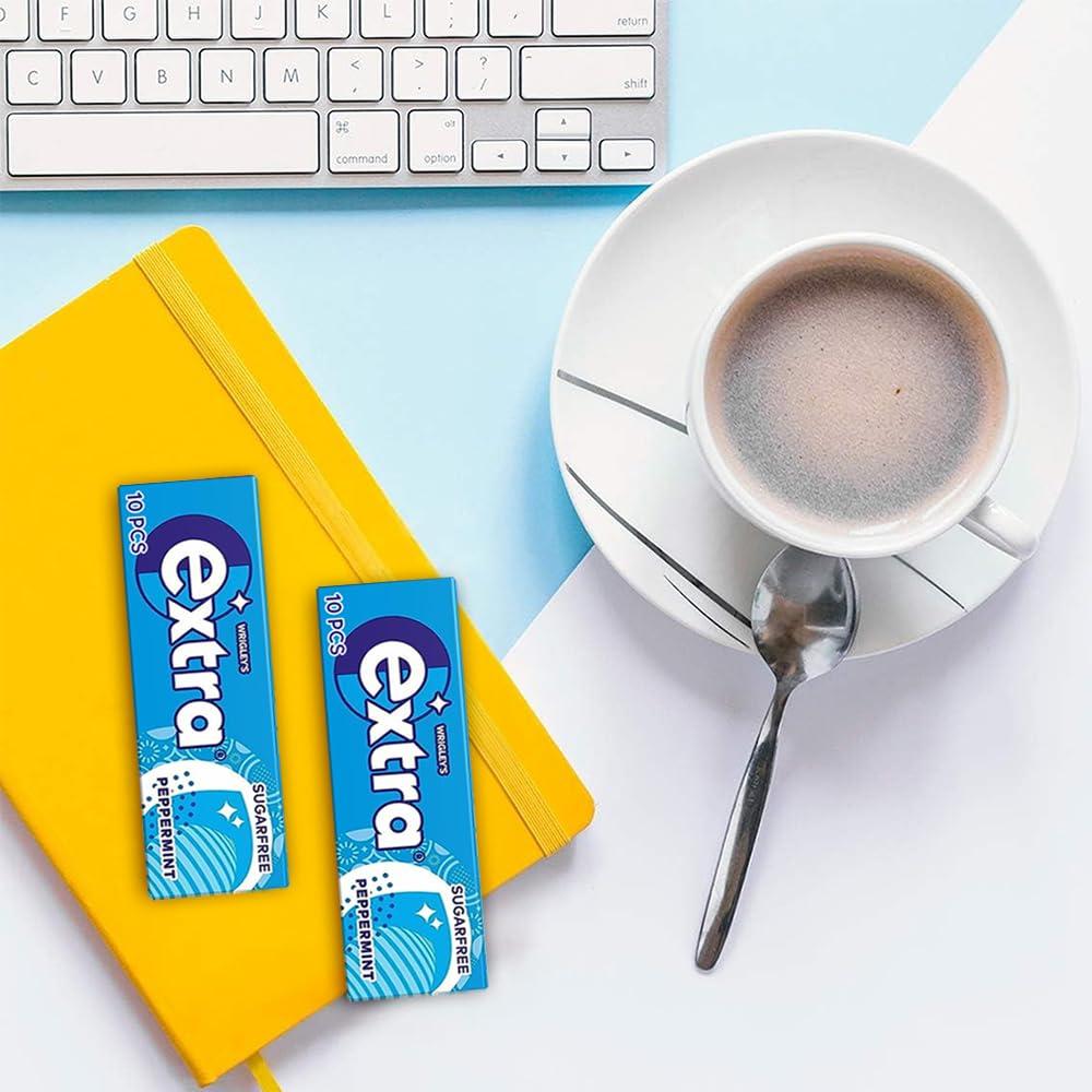 VR ANGLE Extra Chewing Gum 10 x Sugar Free Selection Fresh Bulk box All Mix Flavours - Peppermint, Watermelon, Strawberry, Ice, Apple, White, Cool Breeze, Bubblemint, Blueberry, Spearmint Sold by VR Angle