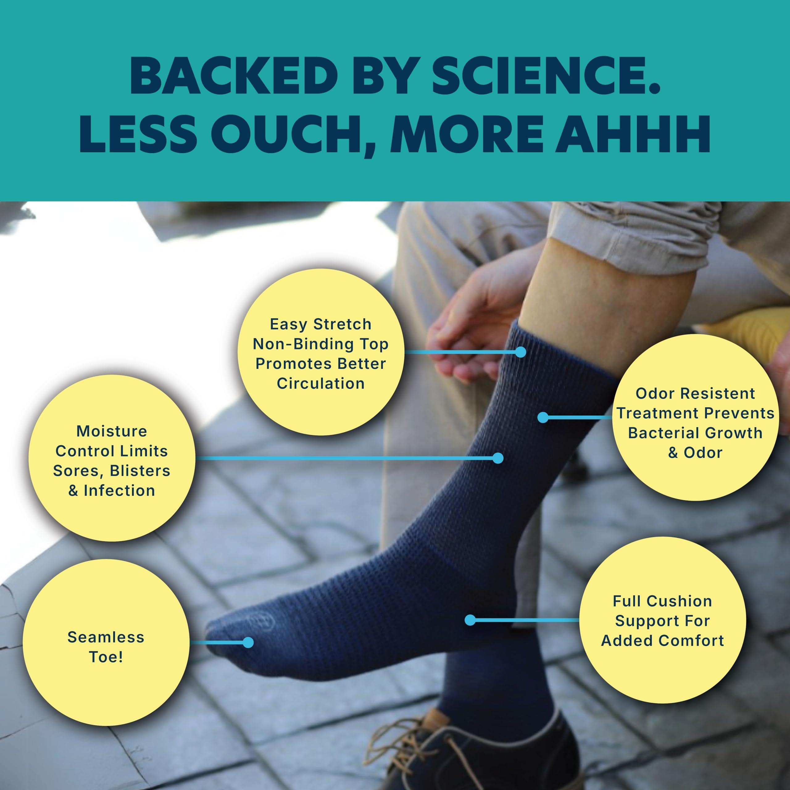 Doctor\'s Choice Doctor's Choice Diabetic Socks for Men, Seamless Socks with Non Binding Top, 4 Pairs, Large 9-12 & X-Large 13-15, White/Crew, Large