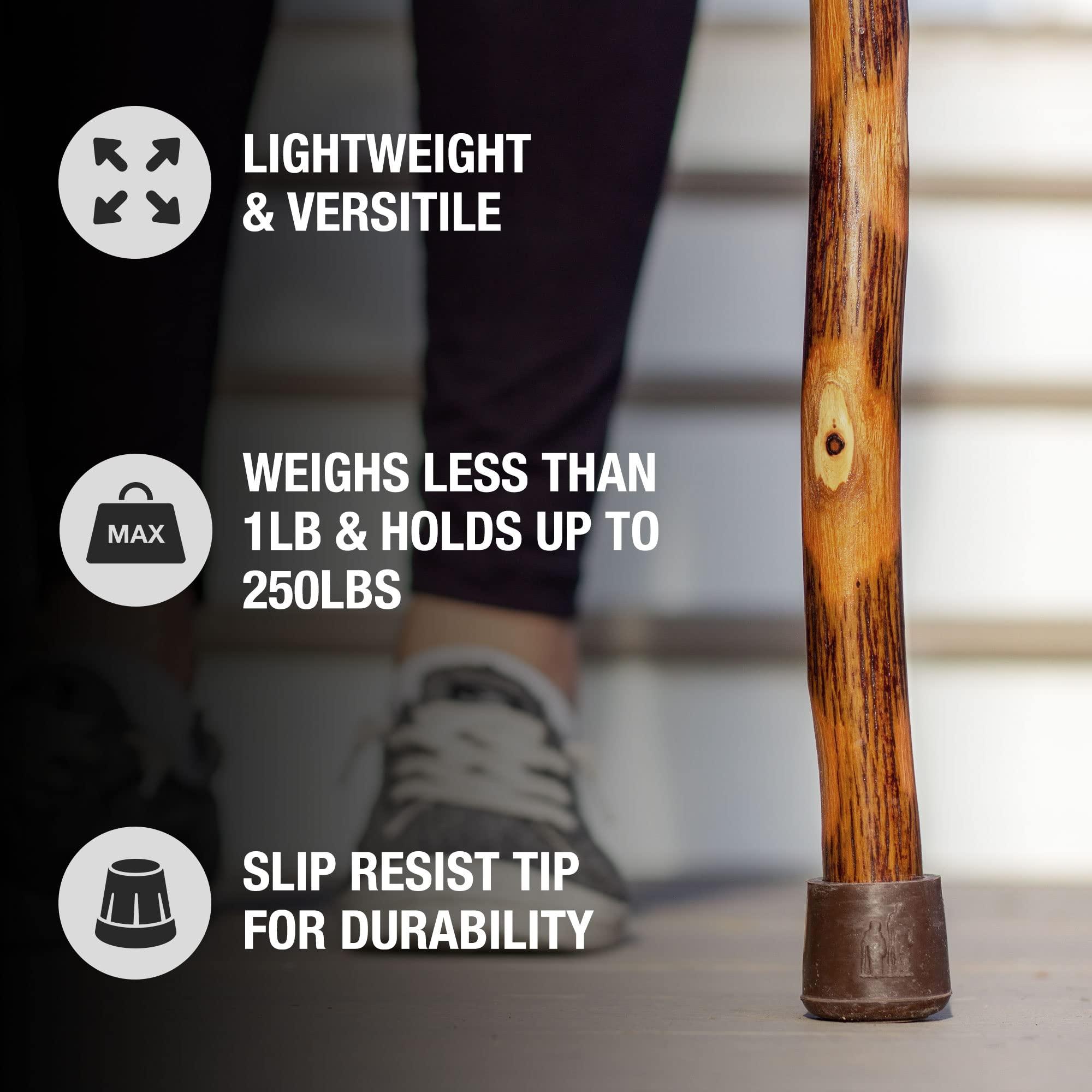 Brazos Brazos Walking Sticks Free Form Hickory Handcrafted Wood Trekking Pole, Made in USA, 58-Inch