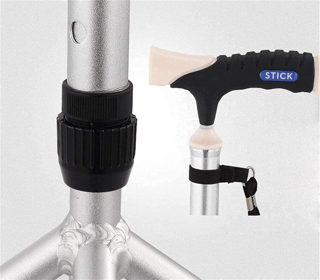 THIHIXEC Canes Walking Stick Walking Cane Holder Walking Stick Crutch for Old Man Elderly Telescopic Stable Non Slip Lightweight Height Adjustable with 4 Feets Golden Walki