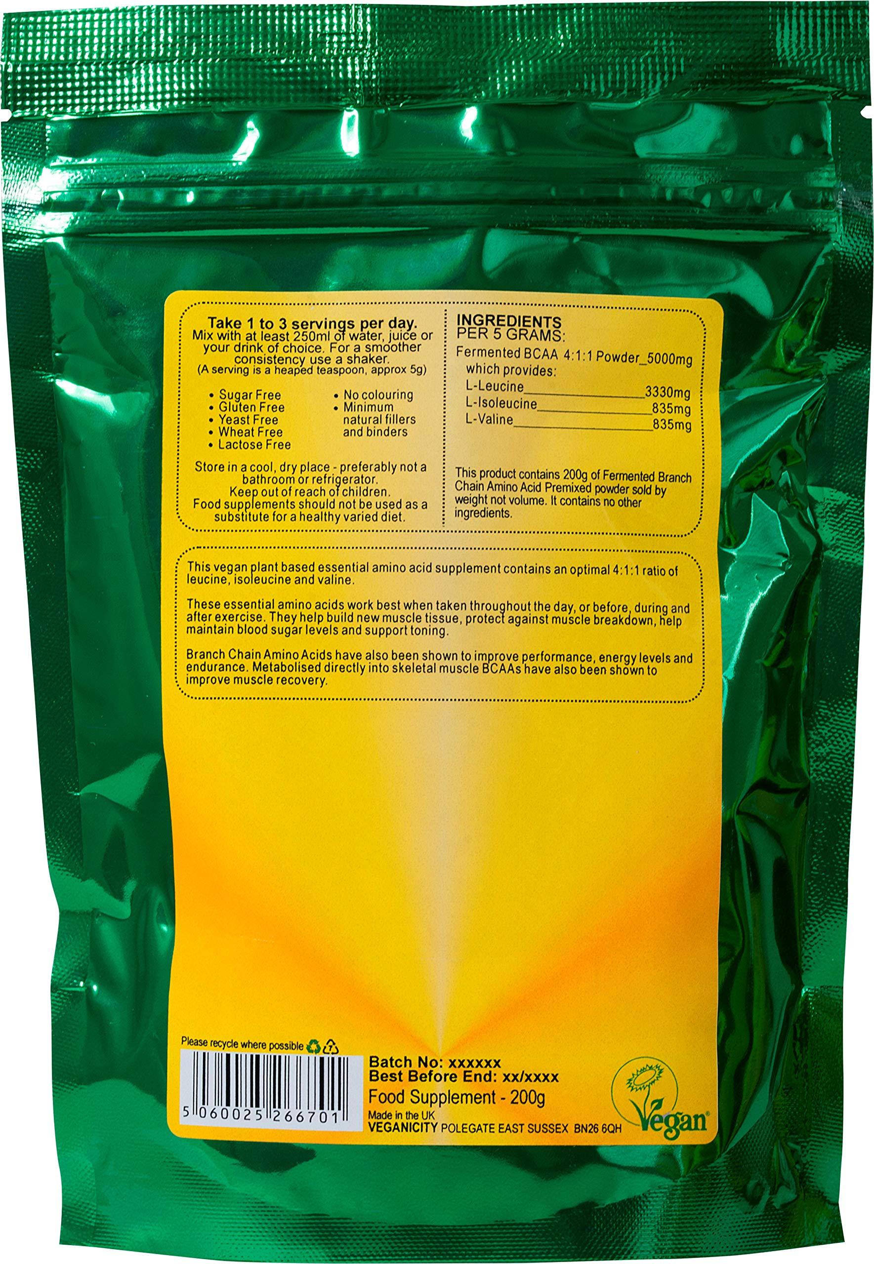 Veganicity Veganicity Fermented BCAA 4:1:1 Powder : Amino Acid Supplement : 200g, in a Recyclable Pouch