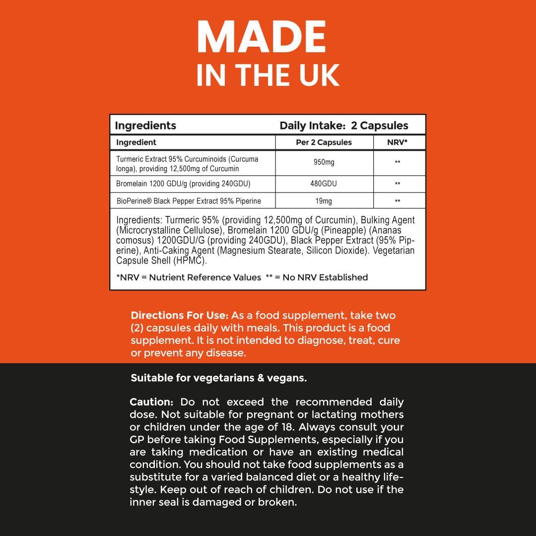 Evolution Slimming Turmeric Pro with BioPerine 12,500mg 95% Curcuminoids, Suitable for Vegetarians, 60 Capsules - Advanced Tumeric Capsules