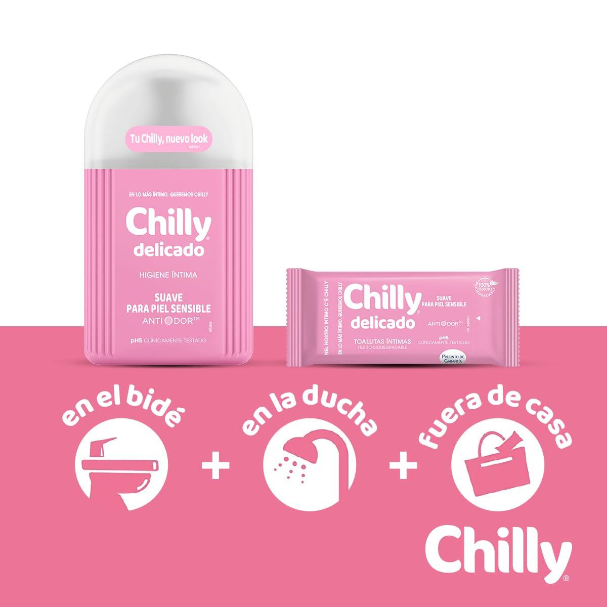 Chilly Chilly Delicado Gel Intimo Set contains Gel Intimate Hygiene and Intimate Wipes, 250 ml