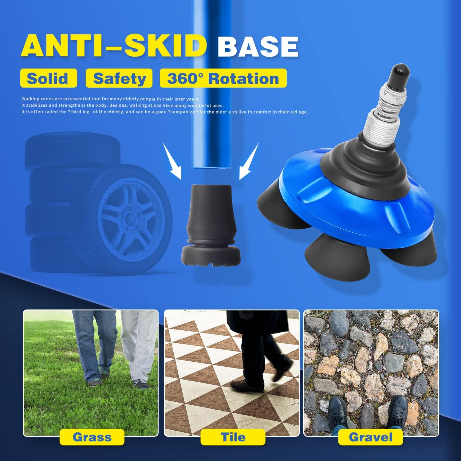 BigAlex BigAlex Folding Walking Cane with LED Light,Pivoting Quad Base,Adjustable Walking Stick with Carrying Bag for Man/Woman (MG Alloy BaseBlue)