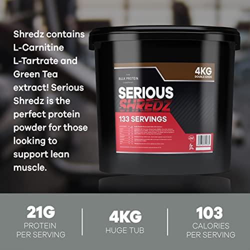 The Bulk Protein Company Serious Shredz 4kg Diet Whey Protein Powder Contains L-Carnitine L-Tartrate and Green Tea extract Supports Lean Muscle Growth, 133 Servings The Bulk Protein Company (Double Chocolate)