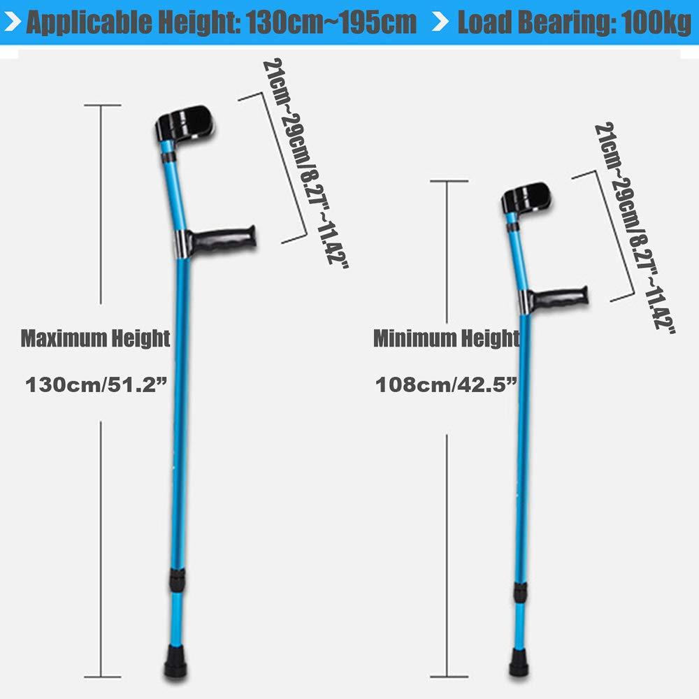 FreshCart Basics Forearm Crutches, Walking Cane with Non-Slip Grip Handle and Rubber Tip Arm Cuff Crutch Hight Adjustable Collapsible Underarm Walking Stick for