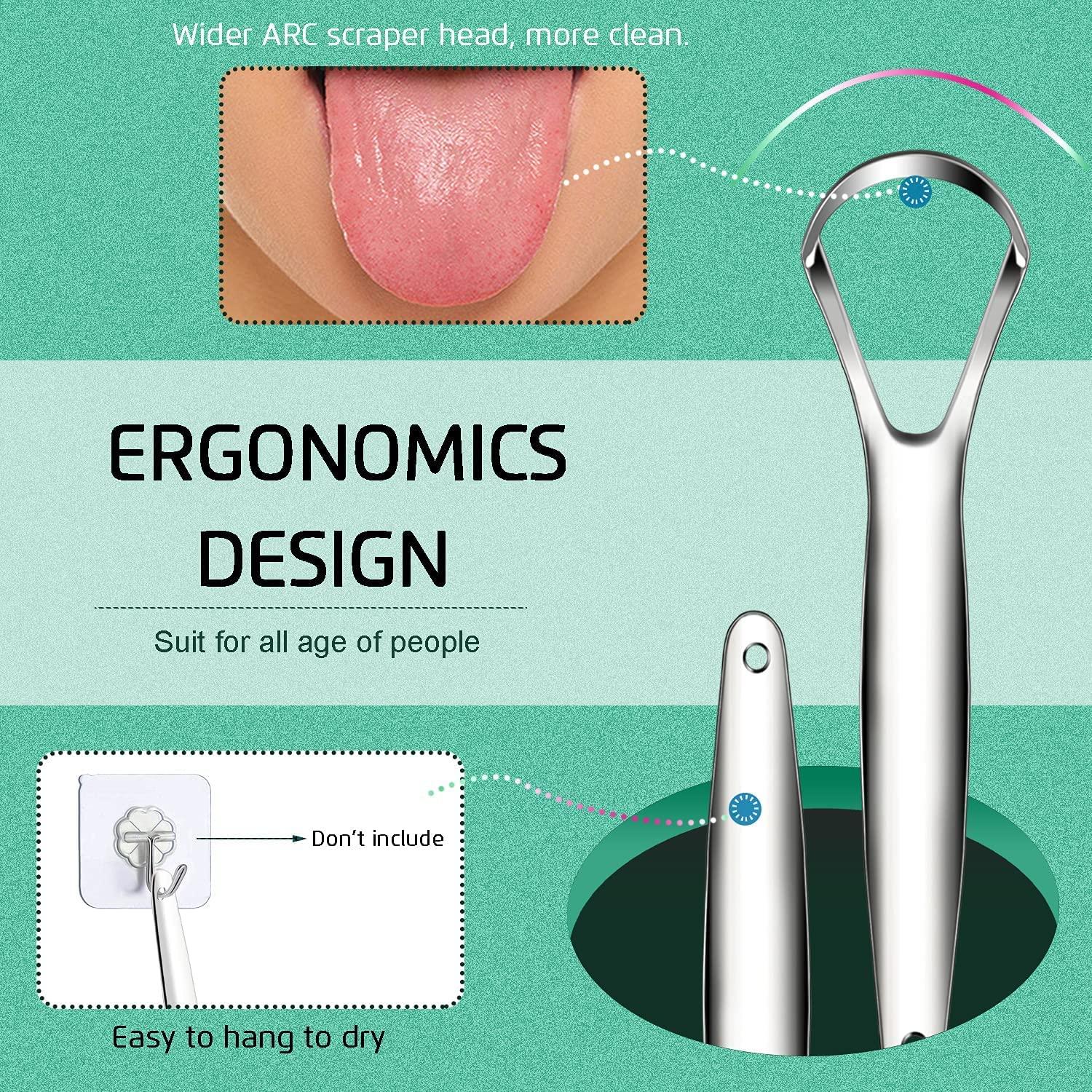 STmea Tongue Scraper, 3pcs Tounge scrappers, Medical Grade Metal Stainless Steel Tongue Cleaner Fights Bad Breath in Seconds, 100% BPA Free Tongue Scrapers Oral Care