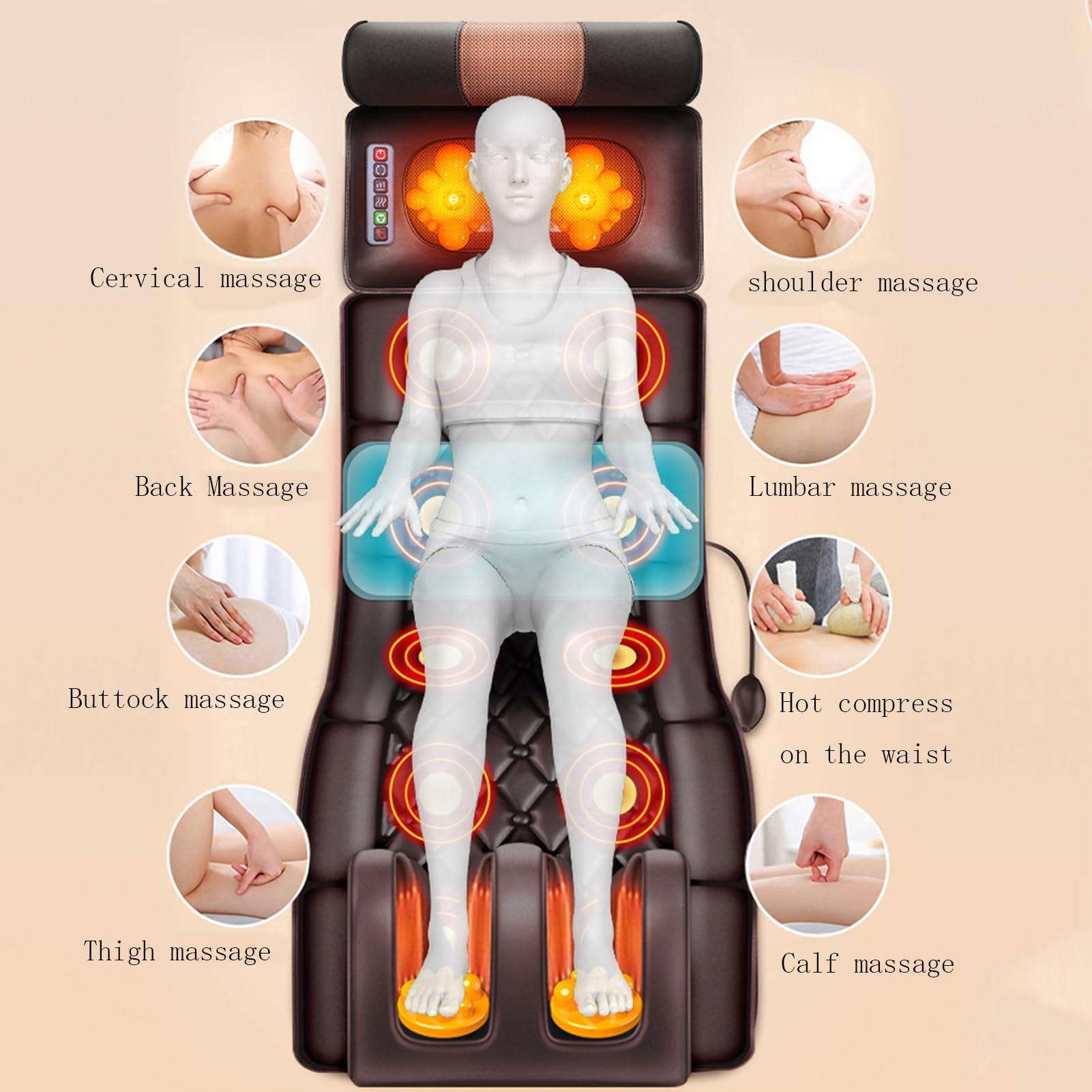 FreshCart Basics Back Pain Relief Full Body Massage Mat with Heat, 10 Vibrating Motors, Neck and Back Massager Bed for Whole Body Vibration, Kneading, and Relaxation