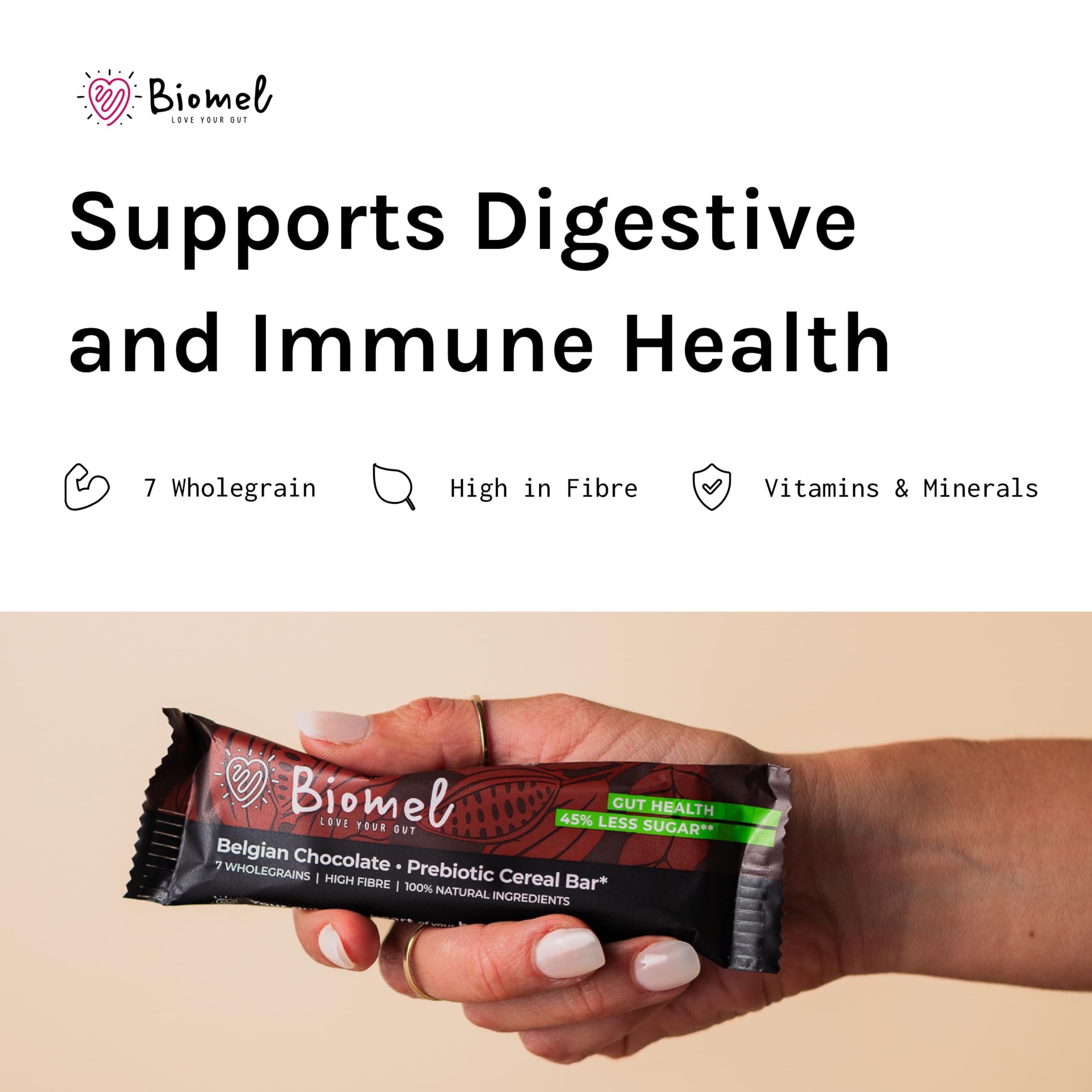 Biomel Biomel Prebiotic Cereal Bars | Gut Health | High Fibre | 45% Less Sugar | 12 Bars (Chocolate Hazelnut)