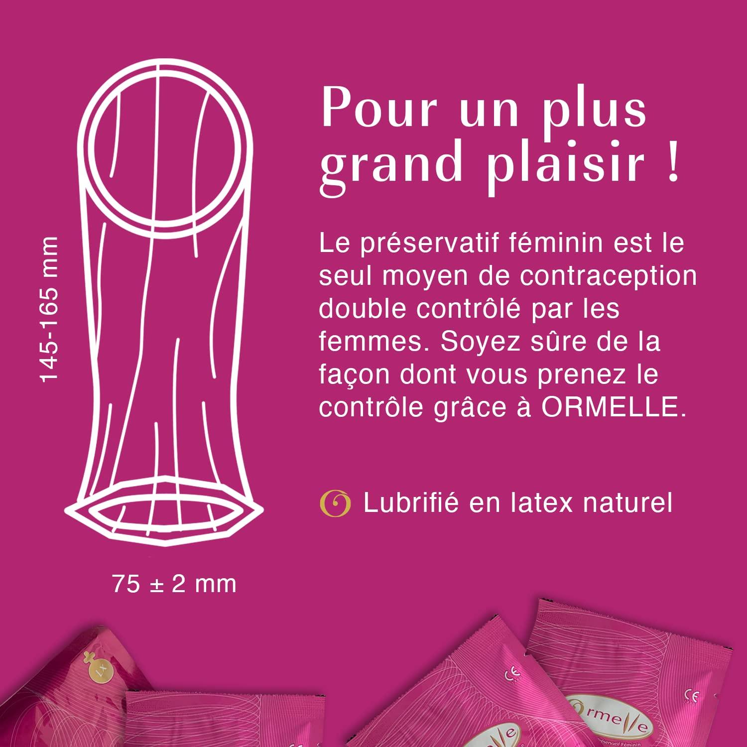 ORMELLE ORMELLE - Female Condom - Internal Condom - Premium Grade Natural Latex - Lubricated - Protection Against Pregnancy & STDs - CE Certified (Pack of 5)