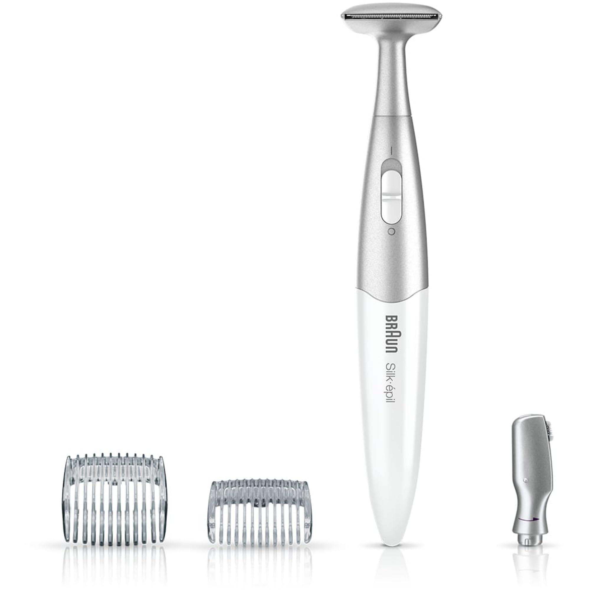 Braun Braun Silk-pil Bikini Styler, 3-in-1 Precision Bikini Trimmer with Precision Head, Bikini Shaping Head & 2 Trimming Combs, FG1100, White