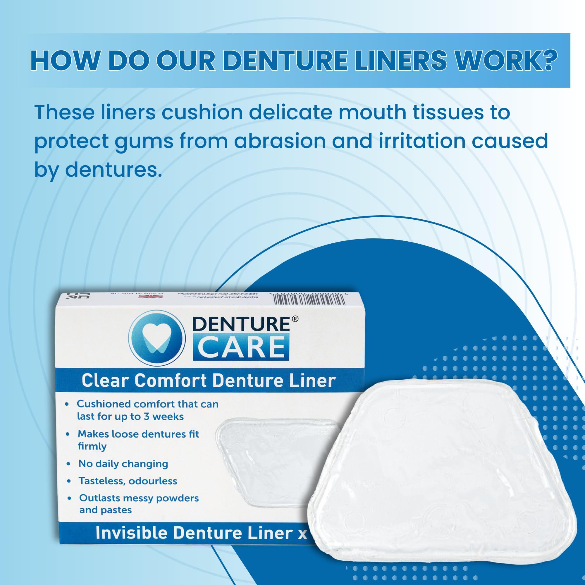 Denturecare Clear Comfort Denture Liner - Secure Fit - No Hassles Application - Long-Lasting Denture Adhesives - Easy to Maintain Cushion Comfort Denture Liner