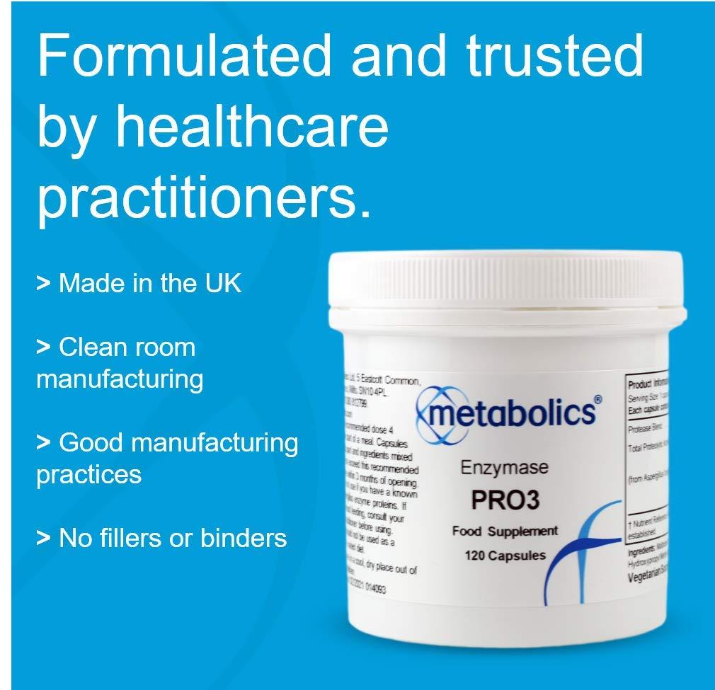 Metabolics Enzymase Pro3 by Metabolics | Enzyme Complex Capsules | A Protease Blend Containing 3 Active Peptidase Enzymes - Additive Free Enzyme Supplement