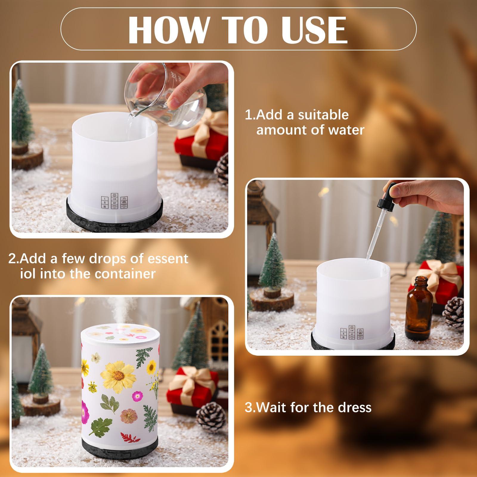 Rossesay Rossesay Dried Flower Essential Oil Diffuser 250ml Snowman Ceramic Diffuser Essential Oil for Cute Small Aromatherapy Diffusers Humidifier Gifts for Home Office Decorations