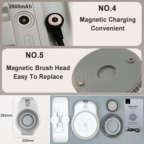 HMHOOXU HMHOOXU Electric Back Bath Brush, Wall Mounted Back Scrubber, Shower Back Scrubber with 360 Automatic Rota-Tion, 2-Speed Adjustment, 18CM Large Brush Head, for Shower, Deep Cleansing.